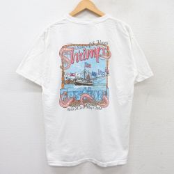 L★古着 半袖 ビンテージ Tシャツ メンズ 00年代 00s エビ Shrimp Festival コットン クルーネック 白 ホワイト 25jul26 中古