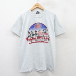 【20%OFF】L★古着 フルーツオブザルーム 半袖 ビンテージ Tシャツ メンズ 90年代 90s VERONA FIELD DAYS クルーネック USA製 薄グレー 霜降り 25jul26 中古