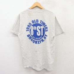 L★古着 半袖 ビンテージ Tシャツ メンズ 90年代 90s ブルックリン クルーネック 薄グレー 霜降り 25jul28 中古