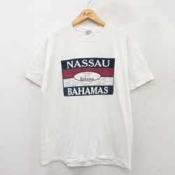 XL★古着 半袖 ビンテージ Tシャツ メンズ 00年代 00s NASSAU BAHAMAS コットン クルーネック 白 ホワイト 25jul28 中古