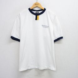 XL★古着 半袖 ビンテージ Tシャツ メンズ 90年代 90s QUINNIPIAC チョコチン 大きいサイズ コットン クルーネック USA製 白他 ホワイト リンガー 25jul28 中古