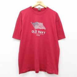【50%OFF】オールドネイビー 半袖Tシャツ ビッグロゴ レッド XL | 古着