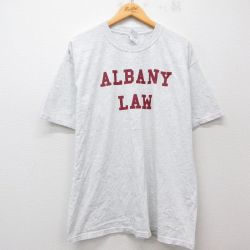 XL★古着 半袖 ビンテージ Tシャツ メンズ 00年代 00s ALBANY LAW 大きいサイズ クルーネック 薄グレー 霜降り 25jul29 中古