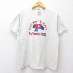 【50%OFF】M★古着 半袖 ビンテージ Tシャツ メンズ 00年代 00s フェアポート サッカー クルーネック 薄グレー 霜降り 25jul29 中古