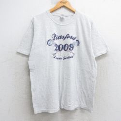 XL★古着 半袖 ビンテージ Tシャツ メンズ 00年代 00s ラクロス クルーネック 薄グレー 霜降り 25jul29 中古