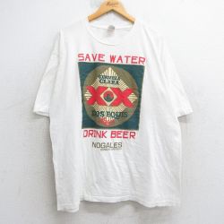 XL★古着 半袖 ビンテージ Tシャツ メンズ 00年代 00s ドスエキス ビール 大きいサイズ コットン クルーネック 白 ホワイト 25jul29 中古
