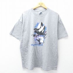 XL★古着 半袖 ビンテージ Tシャツ メンズ 00年代 00s シャチ 大きいサイズ クルーネック グレー 霜降り 25jul30 中古