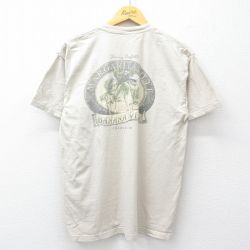 M★古着 半袖 ビンテージ Tシャツ メンズ 00年代 00s ヤシの木 マルガリータヴィル コットン クルーネック ベージュ カーキ 25jul30 中古