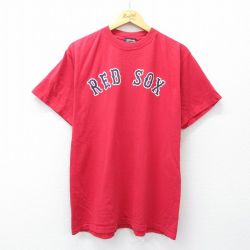 【50%OFF】L★古着 マジェスティック 半袖 ビンテージ Tシャツ メンズ 00年代 00s MLB ボストンレッドソックス テッドウィリアムズ 9 コットン クルーネック 赤 レッド メジャーリーグ ベースボール 野球 25jul30 中古