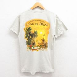 M★古着 半袖 ビンテージ Tシャツ メンズ 00年代 00s ARUBA コットン クルーネック 薄ベージュ カーキ 25jul31 中古
