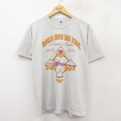 L★古着 ラッセル 半袖 ビンテージ Tシャツ メンズ 90年代 90s フランクリンシニアハイスクール クルーネック USA製 薄グレー 霜降り 25jul31 中古
