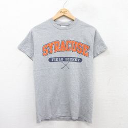 S★古着 半袖 ビンテージ Tシャツ メンズ 00年代 00s シラキュース フィールドホッケー クルーネック グレー 霜降り 25jul31 中古