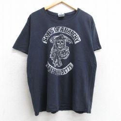 L★古着 ヘインズ Hanes 半袖 ビンテージ Tシャツ メンズ 00年代 00s サンズオブアナーキー サンオブアナーキー コットン クルーネック 黒 ブラック 25aug01 中古