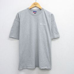 XL★古着 チャンピオン champion 半袖 ビンテージ Tシャツ メンズ 00年代 00s ワンポイントロゴ 大きいサイズ コットン クルーネック グレー 霜降り 25aug01 中古