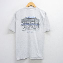 【20%OFF】XL★古着 半袖 ビンテージ Tシャツ メンズ 00年代 00s オフィス コットン クルーネック 薄グレー 霜降り 25aug01 中古