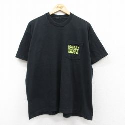 【20%OFF】XL★古着 半袖 ビンテージ Tシャツ メンズ 90年代 90s GREAT SMOKY MNTS 胸ポケット付き クルーネック 黒 ブラック 25aug01 中古
