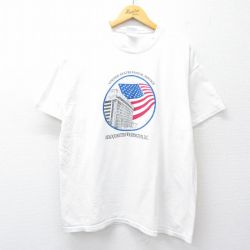 XL★古着 ヘインズ Hanes 半袖 ビンテージ Tシャツ メンズ 00年代 00s 星条旗 郵便局 コットン クルーネック 白 ホワイト 25aug01 中古
