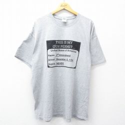 XL★古着 半袖 ビンテージ Tシャツ メンズ 00年代 00s GUN PERMIT クルーネック グレー 霜降り 25aug01 中古