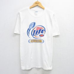 00s 半袖Tシャツ ミラーライトビールフットボール ホワイト XL | 古着