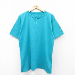 L★古着 ウィルソン 半袖 ビンテージ Tシャツ メンズ 00年代 00s 無地 ヘンリーネック 青緑 25aug01 中古