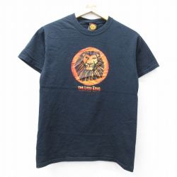 【50%OFF】S★古着 半袖 ビンテージ Tシャツ メンズ 00年代 00s ディズニー DISNEY ライオンキング コットン クルーネック 黒 ブラック 25aug02 中古