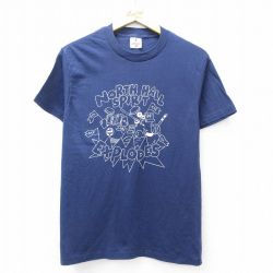 【50%OFF】M★古着 半袖 ビンテージ Tシャツ メンズ 80年代 80s NORTH HALL SPIRIT クルーネック USA製 紺 ネイビー 25aug02 中古