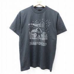 L★古着 フルーツオブザルーム 半袖 ビンテージ Tシャツ メンズ 90年代 90s　STARGATE イリノイ クルーネック USA製 黒 ブラック 25aug02 中古