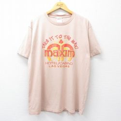 【50%OFF】XL★古着 オニータ ONEITA 半袖 ビンテージ Tシャツ メンズ 90年代 90s マキシマム コットン クルーネック USA製 薄ピンク系 25aug02 中古