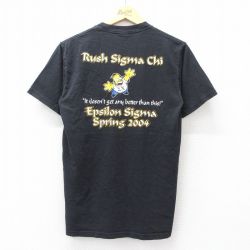S★古着 半袖 ビンテージ Tシャツ メンズ 00年代 00s シンプソンズ シグマカイ コットン クルーネック 黒 ブラック 25aug02 中古