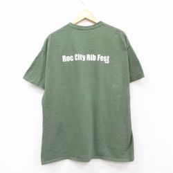 【50%OFF】XL★古着 半袖 ビンテージ Tシャツ メンズ 00年代 00s ブタ コットン クルーネック 濃緑 グリーン 25aug02 中古