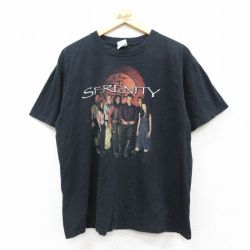 L★古着 半袖 ビンテージ Tシャツ メンズ 00年代 00s 映画 セレニティー コットン クルーネック 黒 ブラック 25aug02 中古