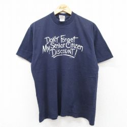 L★古着 ジャージーズ 半袖 ビンテージ Tシャツ メンズ 00年代 00s メッセージ コットン クルーネック 紺 ネイビー 25aug02 中古