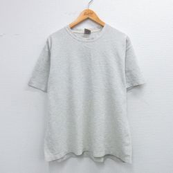 XL★古着 半袖 ビンテージ Tシャツ メンズ 00年代 00s 無地 大きいサイズ コットン クルーネック 薄グレー 霜降り 25aug02 中古