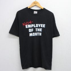 XL★古着 ヘインズ Hanes 半袖 ビンテージ Tシャツ メンズ 00年代 00s EMPLOYEE コットン クルーネック 黒 ブラック 25aug02 中古