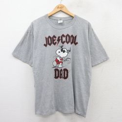 【20%OFF】XL★古着 半袖 ビンテージ Tシャツ メンズ 00年代 00s ピーナッツ スヌーピー SNOOPY 大きいサイズ クルーネック グレー 霜降り 25aug02 中古