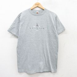 L★古着 フルーツオブザルーム 半袖 ビンテージ Tシャツ メンズ 00年代 00s フロリダ 刺繍 クルーネック グレー 霜降り 25aug02 中古