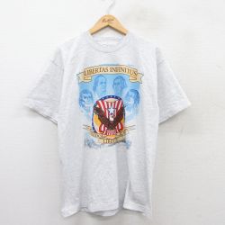 L★古着 半袖 ビンテージ Tシャツ メンズ 00年代 00s トーマスジェファーソン コットン クルーネック USA製 薄グレー 霜降り 25aug02 中古