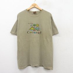 【20%OFF】XL★古着 ヘインズ Hanes 半袖 ビンテージ Tシャツ メンズ 00年代 00s Cozumel コットン クルーネック 緑系 グリーン 25aug04 中古