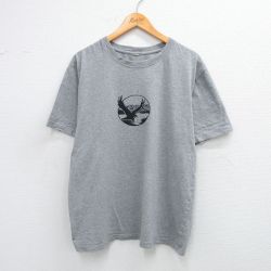 XL★古着 半袖 ビンテージ Tシャツ メンズ 00年代 00s 鳥 クルーネック グレー 霜降り 25aug04 中古
