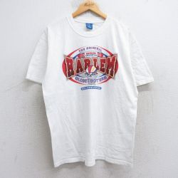 L★古着 半袖 ビンテージ Tシャツ メンズ 00年代 00s ハーレムグローブトロッターズ バスケットボール コットン クルーネック 白 ホワイト 25aug05 中古