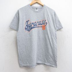 M★古着 半袖 ビンテージ Tシャツ メンズ 00年代 00s シラキュース クルーネック グレー 霜降り 25aug05 中古