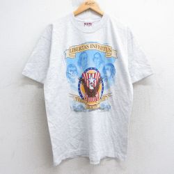 L★古着 半袖 ビンテージ Tシャツ メンズ 00年代 00s 鳥 ファウンディングファーザーズ コットン クルーネック USA製 薄グレー 霜降り 25aug05 中古