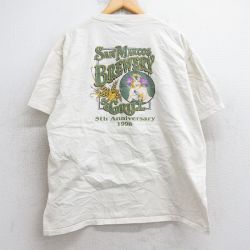 XL★古着 オニータ ONEITA 半袖 ビンテージ Tシャツ メンズ 90年代 90s 女性 SANMARCOS BREWERY 大きいサイズ コットン クルーネック 生成り 25aug05 中古