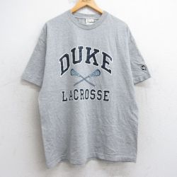【20%OFF】XL★古着 半袖 ビンテージ Tシャツ メンズ 90年代 90s デューク ラクロス 大きいサイズ クルーネック グレー 霜降り 25aug05 中古