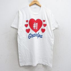L★古着 フルーツオブザルーム 半袖 ビンテージ Tシャツ メンズ 80年代 80s ハート グランパ クルーネック USA製 白 ホワイト 25aug05 中古