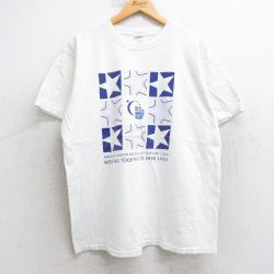 【50%OFF】XL★古着 半袖 ビンテージ Tシャツ メンズ 00年代 00s 星 コットン クルーネック 白 ホワイト 25aug05 中古
