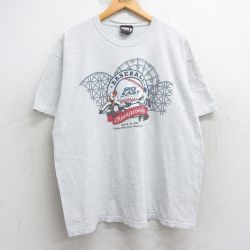 XL★古着 半袖 ビンテージ Tシャツ メンズ 00年代 00s ベースボール ビッグイースト 大きいサイズ クルーネック 薄グレー 霜降り 25aug05 中古