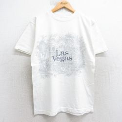 M★古着 半袖 ビンテージ Tシャツ メンズ 90年代 90s ラスベガス 刺繍 コットン クルーネック USA製 白 ホワイト 25aug05 中古