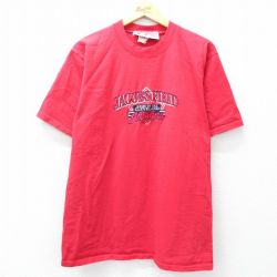 L★古着 半袖 ビンテージ Tシャツ メンズ 00年代 00s MLB クリーブランドインディアンス クルーネック 赤 レッド メジャーリーグ ベースボール 野球 25aug06 中古