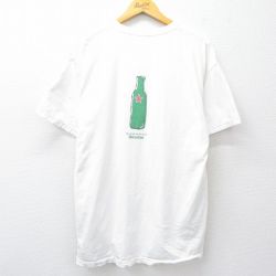 【50%OFF】XL★古着 フルーツオブザルーム 半袖 ビンテージ Tシャツ メンズ 90年代 90s ハイネケン ビール コットン クルーネック 白 ホワイト 【spe】 25aug06 中古